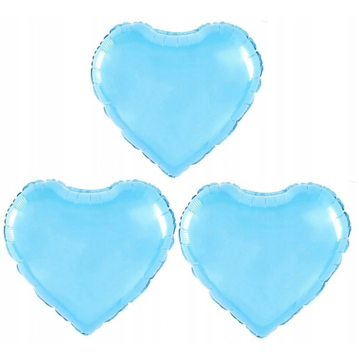Balon din Folie Metalizata, , Figurina Inimioara, Model Simplu, Tematica Iubire, 40 cm, Ambalaj Individual, Pai Inclus, Umflare cu Aer sau Heliu, Bleu [3]