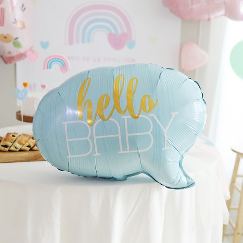 Balon din Folie Metalizata, , Figurina Norisor, Tema Hello Baby , 59x50 cm, Ambalaj Individual, Pai Inclus, Umflare cu Aer sau Heliu, Albastru [3]