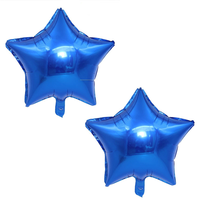 Balon din Folie Metalizata, , Figurina Stea, Model Simplu, Tematica Aniversare, 40 cm, Ambalaj Individual, Pai Inclus, Umflare cu Aer sau Heliu, Albastru [4]