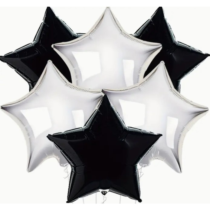 Balon din Folie Metalizata, , Figurina Stea, Model Simplu, Tematica Aniversare, 40 cm, Ambalaj Individual, Pai Inclus, Umflare cu Aer sau Heliu, Argintiu [5]