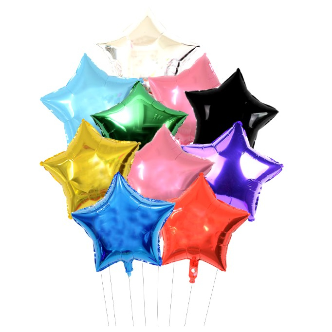 Balon din Folie Metalizata, , Figurina Stea, Model Simplu, Tematica Aniversare, 40 cm, Ambalaj Individual, Pai Inclus, Umflare cu Aer sau Heliu, Auriu [6]