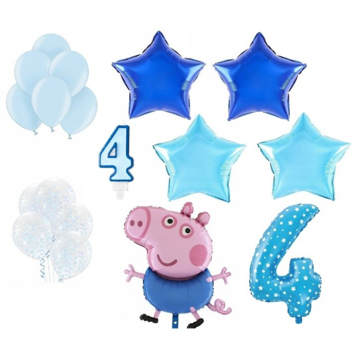 Balon din Folie Metalizata, , Figurina Stea, Model Simplu, Tematica Aniversare, 40 cm, Ambalaj Individual, Pai Inclus, Umflare cu Aer sau Heliu, Bleu [3]