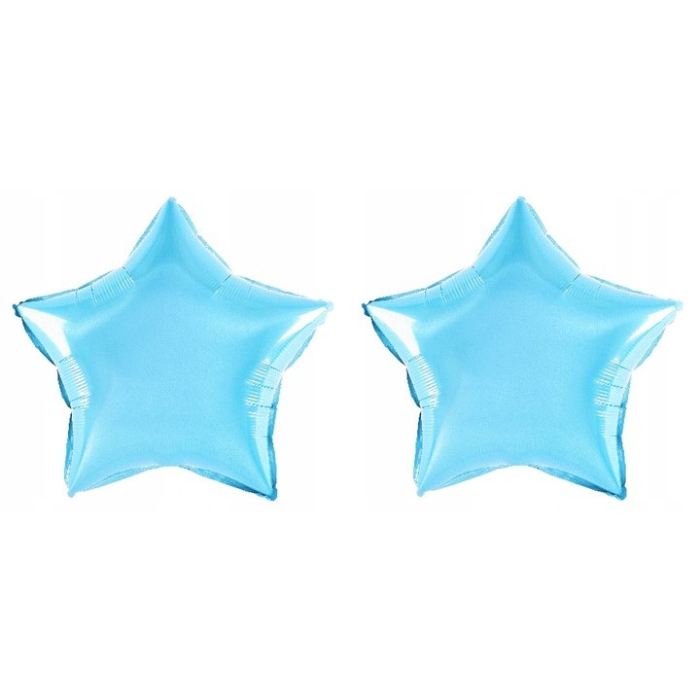 Balon din Folie Metalizata, , Figurina Stea, Model Simplu, Tematica Aniversare, 40 cm, Ambalaj Individual, Pai Inclus, Umflare cu Aer sau Heliu, Bleu [2]