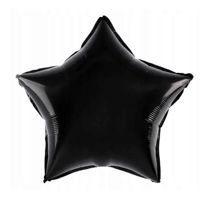 Balon din Folie Metalizata, , Figurina Stea, Model Simplu, Tematica Aniversare, 40 cm, Ambalaj Individual, Pai Inclus, Umflare cu Aer sau Heliu, Negru [3]