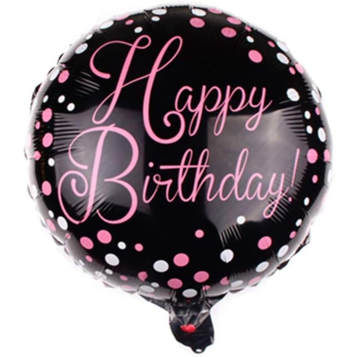 Balon din Folie Metalizata, , Figurine, Model 2, Happy Birthday, Tematica Aniversare, 45 cm, Ambalaj Individual, Pai Inclus, Umflare cu Aer sau Heliu, Multicolor [7]