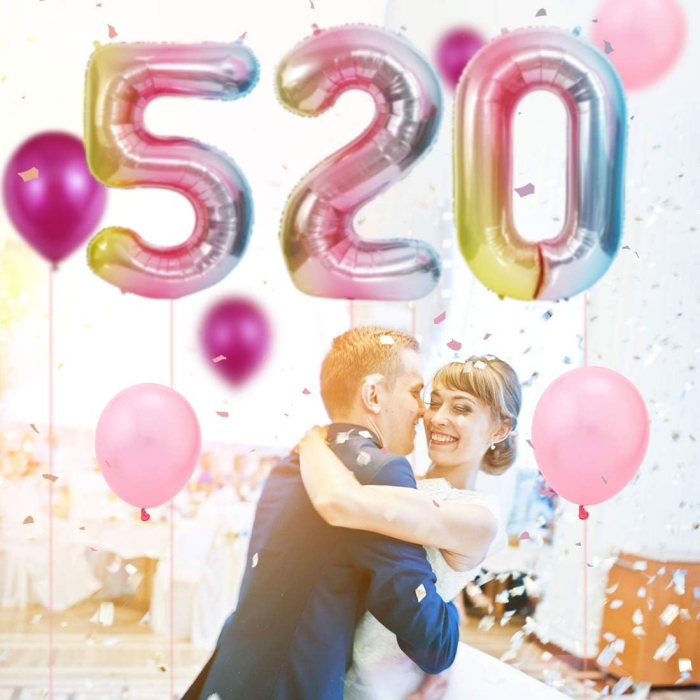 Balon din Folie Metalizata Gradient , Figurina Cifra, Tema Aniversare 100 cm, Ambalaj Individual, Pai inclus, Umflare cu Aer sau Heliu, Multicolor, Cifra 5 [6]