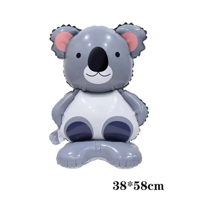 Balon din Folie Metalizata, , Mini Figurine Animalute, Model Koala, Tematica Aniversare, 38x58 cm, Ambalaj Individual, Pai Inclus, Umflare cu Aer sau Heliu, Multicolor [6]