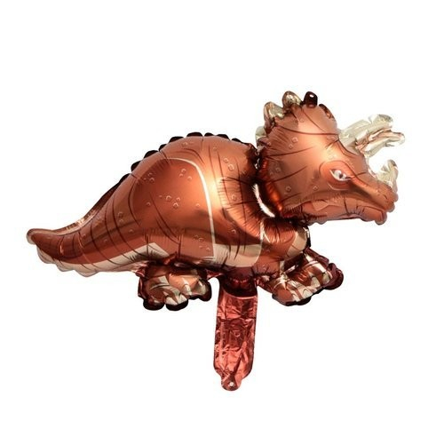 Balon din Folie Metalizata, , Mini Figurine Dinozauri, Model Triceratops, Tematica Aniversare, 47x32 cm, Ambalaj Individual, Pai Inclus, Umflare cu Aer sau Heliu, Multicolor [2]