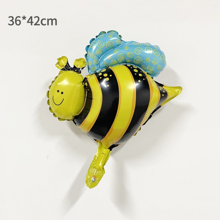Balon din Folie Metalizata, , Mini Figurine, Model Albinuță, 36x42cm, Ambalaj Individual, Pai Inclus, Umflare cu Aer sau Heliu, Multicolor [6]