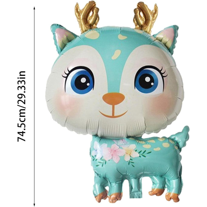 Balon din Folie Metalizata, , Mini Figurine, Model Cerb, Tematica Aniversare, 49x74.5 cm, Ambalaj Individual, Pai Inclus, Umflare cu Aer sau Heliu, Albastru [8]