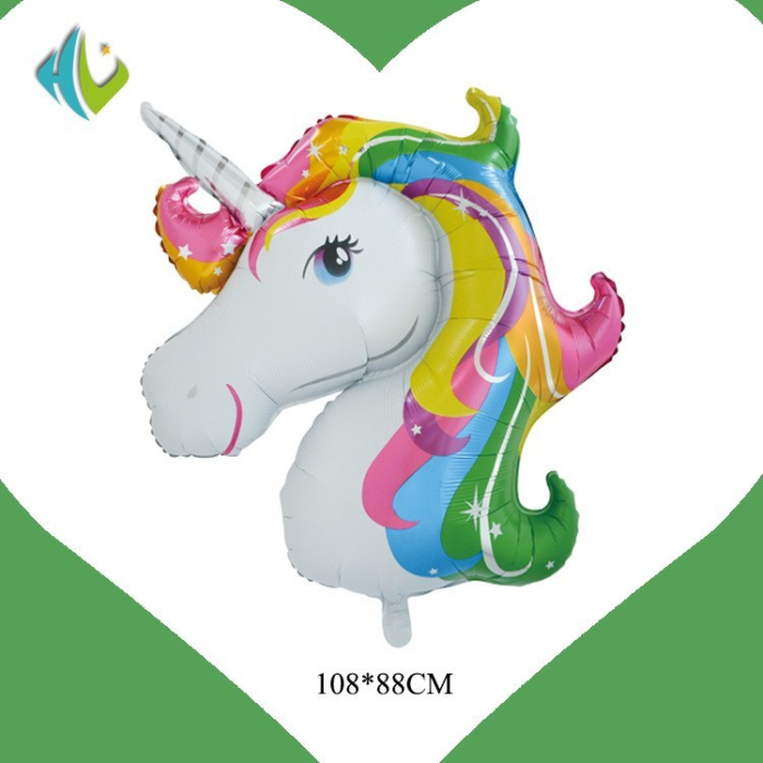 Balon din Folie Metalizata, , Mini Figurine, Model Unicorn, Tematica Aniversare, 108x88 cm, Ambalaj Individual, Pai Inclus, Umflare cu Aer sau Heliu, Multicolor [4]