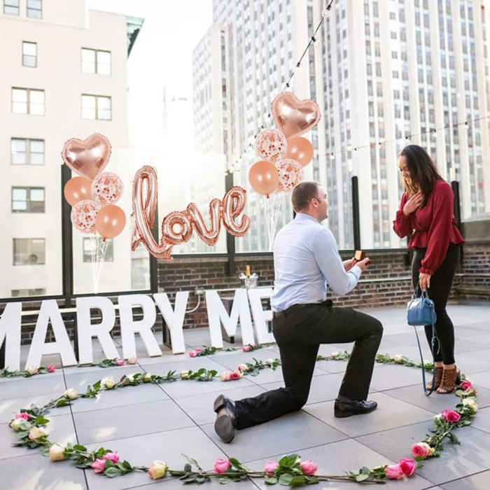 Balon din Folie Metalizata, , Model Love scris de mana, 102x65 cm, Tematica Ziua Îndrăgostiților, Ambalaj Individual, Pai Inclus, Umflare cu Aer sau Heliu, Rose Gold [4]