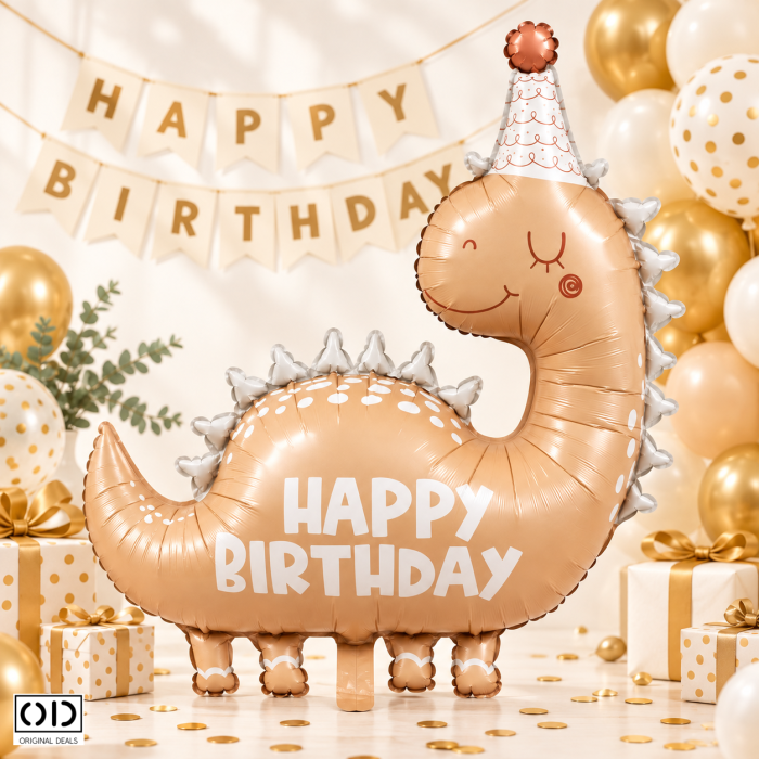 Balon Dinozaur Happy Birthday din Folie Metalizata, 80 x 77 cm, Maro | ORIGINAL DEALS [3]