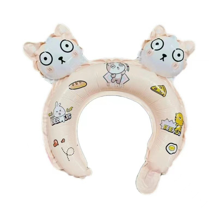 Balon din Folie Metalizata, , Tip Coronita cu Urechi, Model Hello Kitty, Ambalaj Individual, Pai Inclus, Umflare cu Aer sau Heliu, 30 x 29 cm, Rose [2]