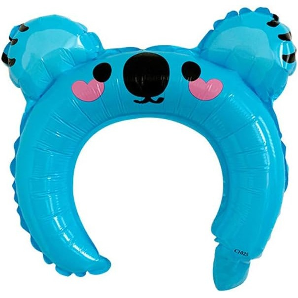 Balon din Folie Metalizata, , Tip Coronita cu Urechi, Model Koala, Ambalaj Individual, Pai Inclus, Umflare cu Aer sau Heliu, 26.5 x 28 cm, Albastru [4]