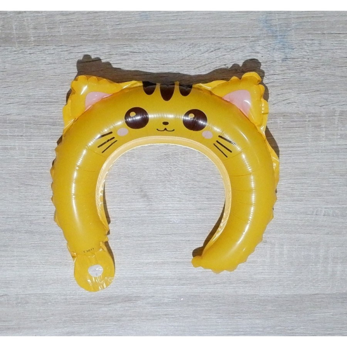 Balon din Folie Metalizata, , Tip Coronita cu Urechi, Model Pisicuta, Ambalaj Individual, Pai Inclus, Umflare cu Aer sau Heliu, 24 x 29.5 cm, Galben [3]