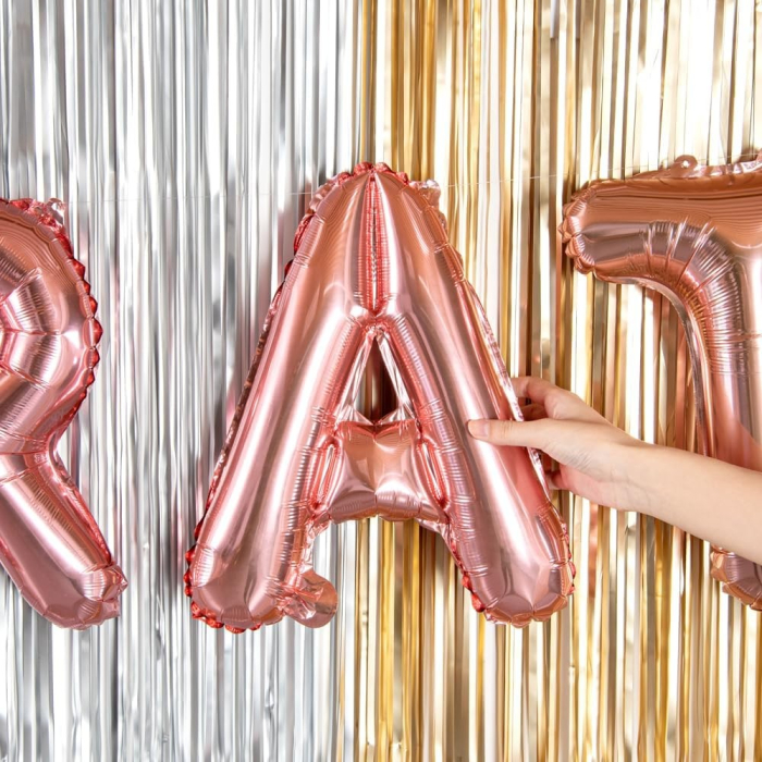 Balon Folie Metalizata Litera A, , 40 cm, Umflati cu Heliu sau Aer, Ambalaj Individual, Pai inclus, Rose Gold [7]