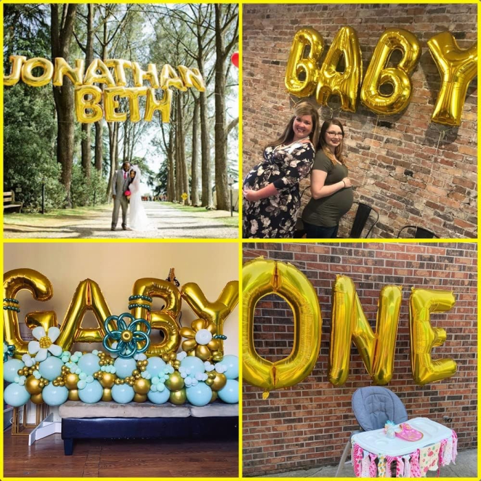 Balon Folie Metalizata Litera A, , 80 cm, Umflati cu Heliu sau Aer, Ambalaj Individual, Pai inclus, Auriu [14]