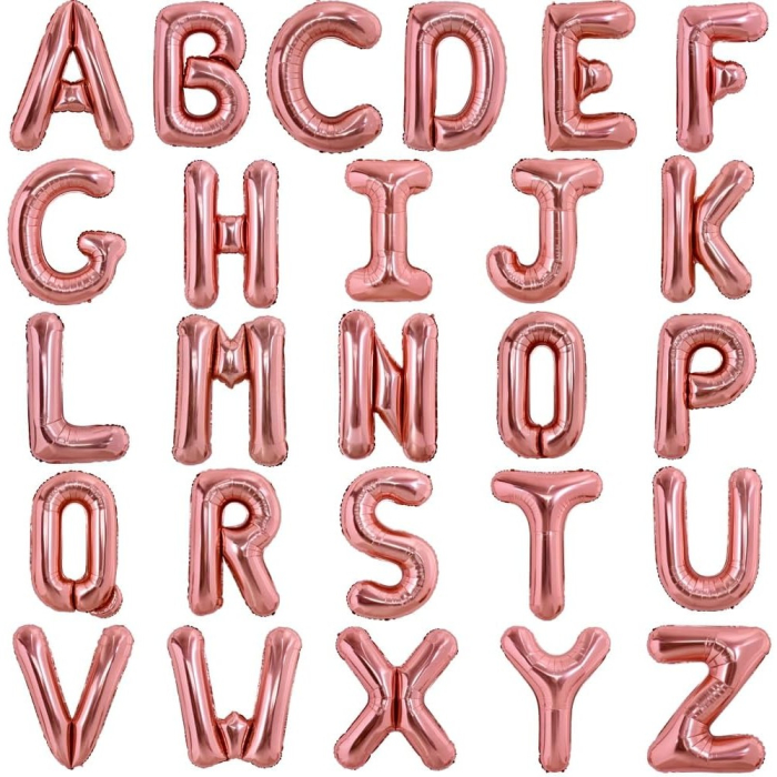 Balon Folie Metalizata Litera B, , 40 cm, Umflati cu Heliu sau Aer, Ambalaj Individual, Pai inclus, Rose Gold [2]