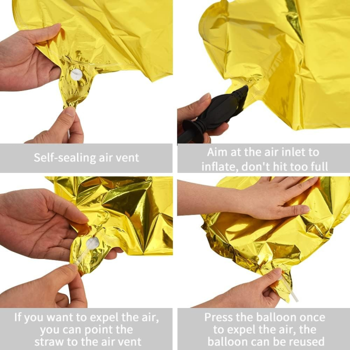 Balon Folie Metalizata Litera D, , 40 cm, Umflati cu Heliu sau Aer, Ambalaj Individual, Pai inclus, Auriu [3]