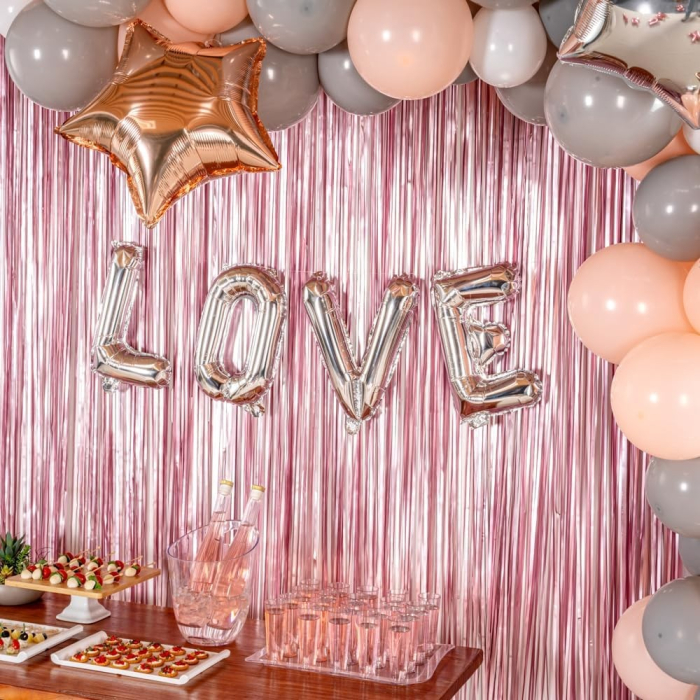 Balon Folie Metalizata Litera E, , 80 cm, Umflati cu Heliu sau Aer, Ambalaj Individual, Pai inclus, Argintiu [5]