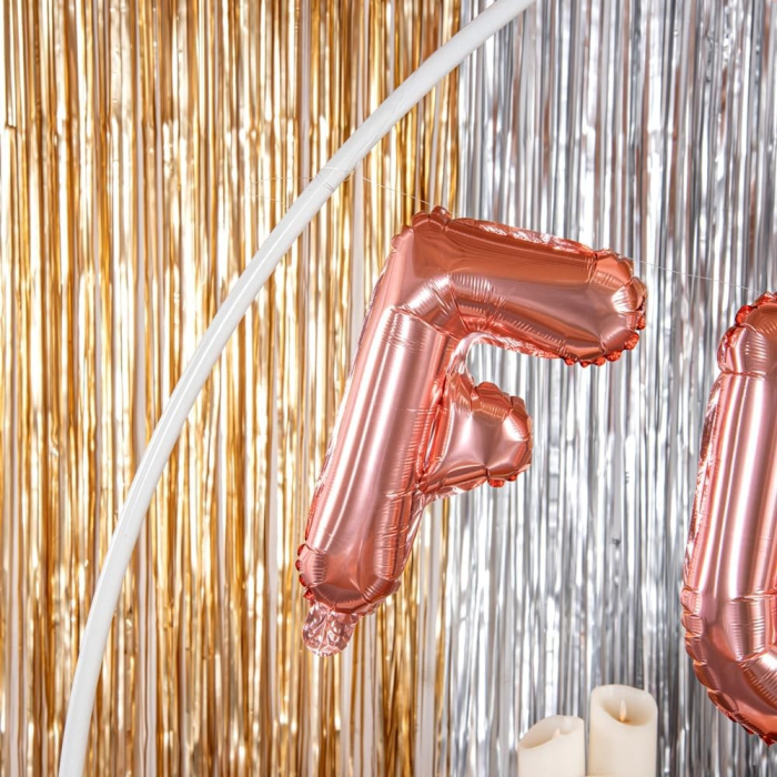 Balon Folie Metalizata Litera F, , 40 cm, Umflati cu Heliu sau Aer, Ambalaj Individual, Pai inclus, Rose Gold [6]