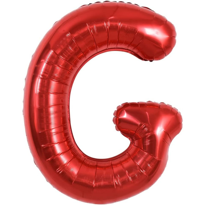 Balon Folie Metalizata Litera G, , 40 cm, Umflati cu Heliu sau Aer, Ambalaj Individual, Pai inclus, Rosu [7]