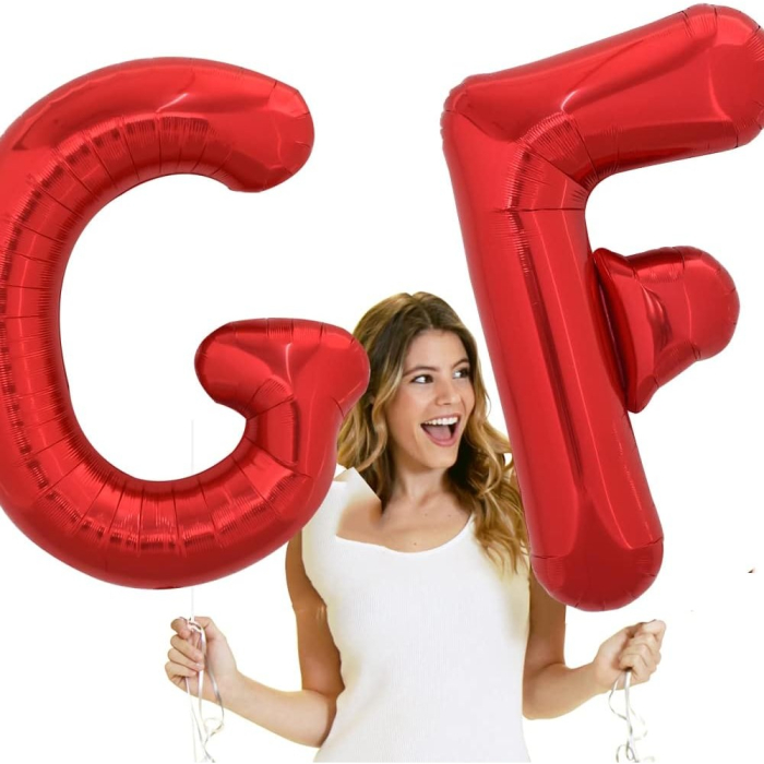 Balon Folie Metalizata Litera G, , 40 cm, Umflati cu Heliu sau Aer, Ambalaj Individual, Pai inclus, Rosu [6]