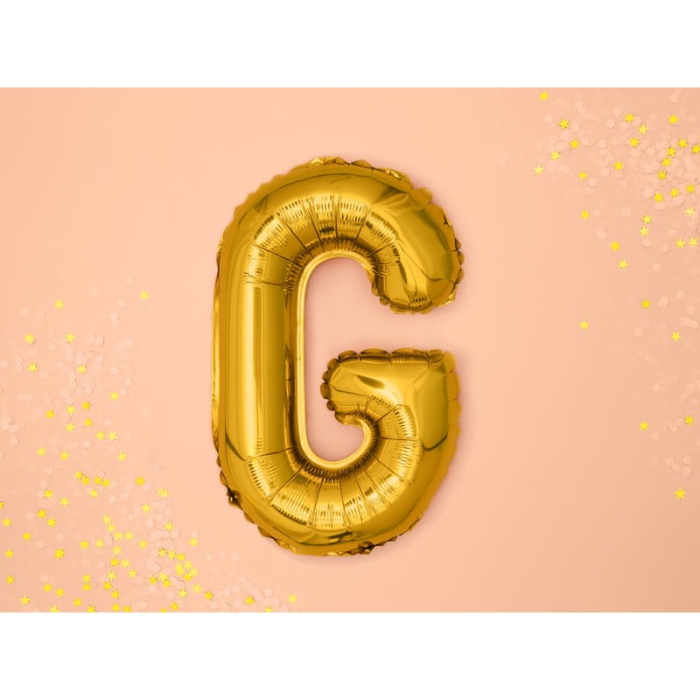 Balon Folie Metalizata Litera G, , 80 cm, Umflati cu Heliu sau Aer, Ambalaj Individual, Pai inclus, Auriu [2]
