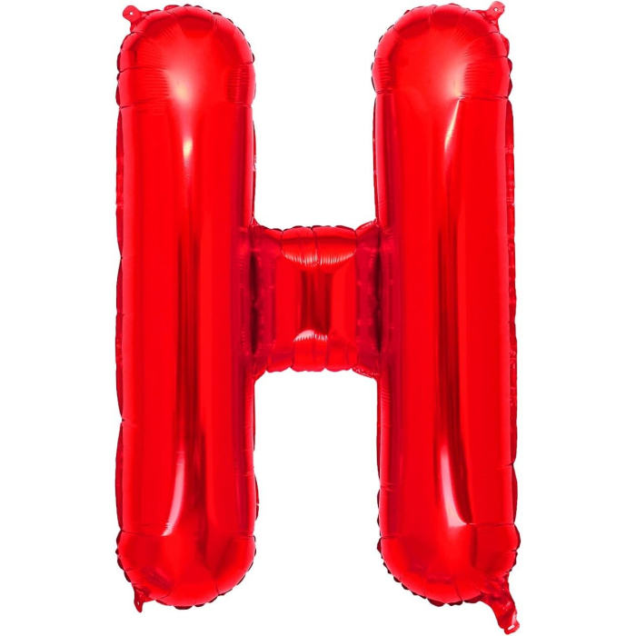 Balon Folie Metalizata Litera H, , 40 cm, Umflati cu Heliu sau Aer, Ambalaj Individual, Pai inclus, Rosu [4]