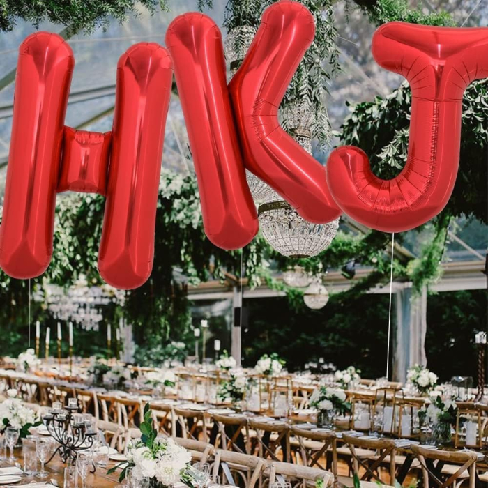 Balon Folie Metalizata Litera J, , 40 cm, Umflati cu Heliu sau Aer, Ambalaj Individual, Pai inclus, Rosu [2]