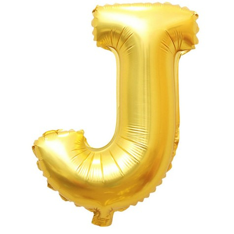 Balon Folie Metalizata Litera J, , 80 cm, Umflati cu Heliu sau Aer, Ambalaj Individual, Pai inclus, Auriu [4]