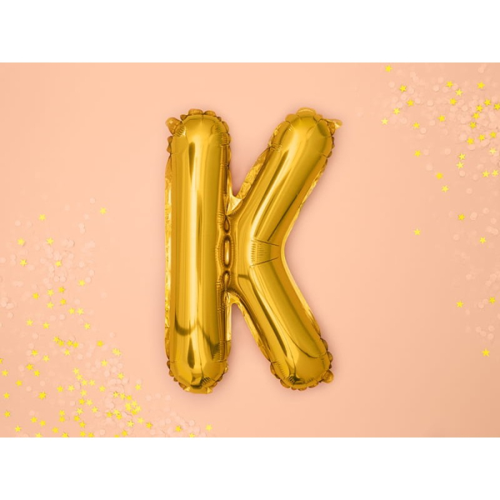 Balon Folie Metalizata Litera K, , 80 cm, Umflati cu Heliu sau Aer, Ambalaj Individual, Pai inclus, Auriu [2]