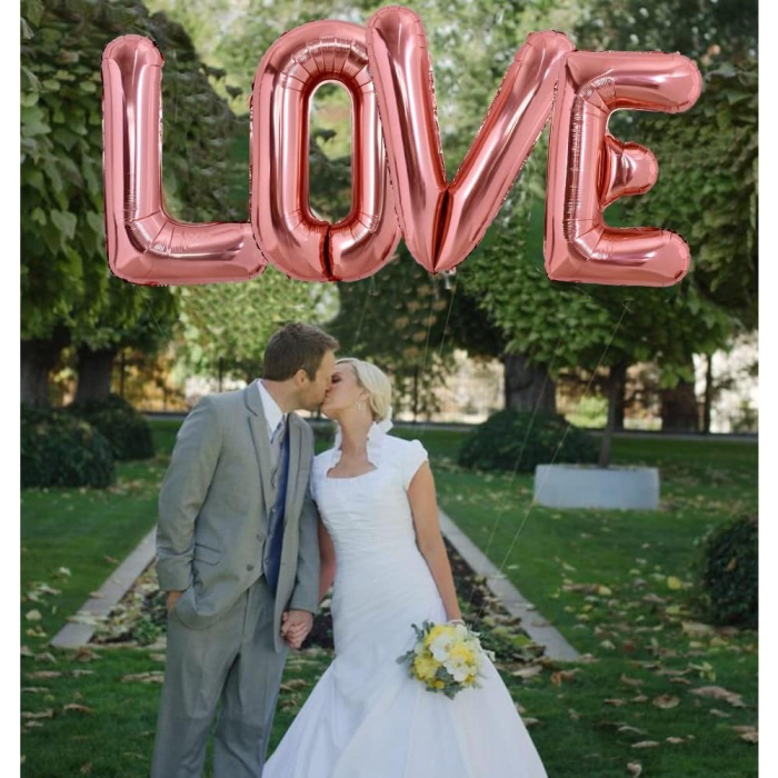 Balon Folie Metalizata Litera L, , 100 cm, Umflati cu Heliu sau Aer, Ambalaj Individual, Pai inclus, Rose Gold [3]