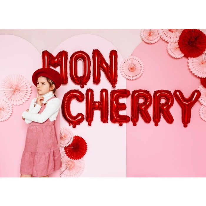 Balon Folie Metalizata Litera M, , 40 cm, Umflati cu Heliu sau Aer, Ambalaj Individual, Pai inclus, Rosu [3]