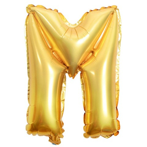 Balon Folie Metalizata Litera M, , 80 cm, Umflati cu Heliu sau Aer, Ambalaj Individual, Pai inclus, Auriu [5]