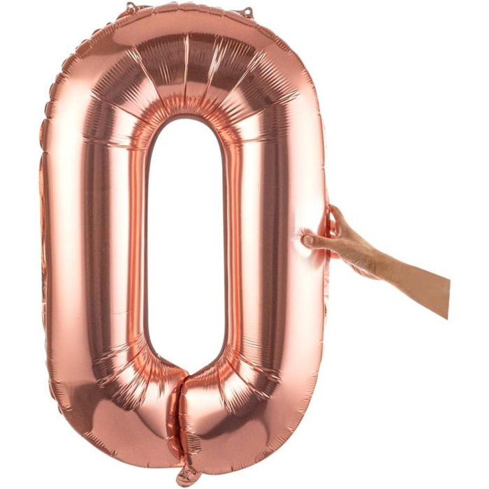 Balon Folie Metalizata Litera O, , 100 cm, Umflati cu Heliu sau Aer, Ambalaj Individual, Pai inclus, Rose Gold [8]