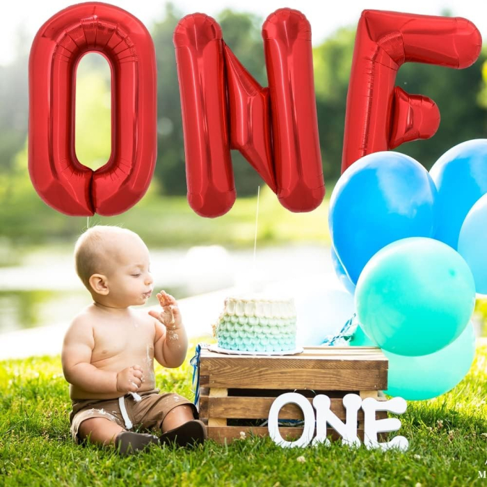 Balon Folie Metalizata Litera O, , 40 cm, Umflati cu Heliu sau Aer, Ambalaj Individual, Pai inclus, Rosu [4]