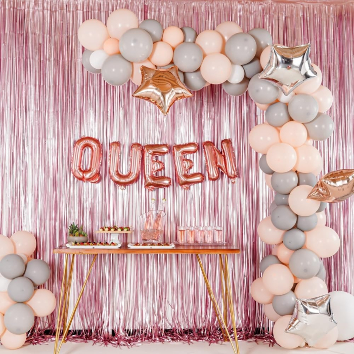 Balon Folie Metalizata Litera Q, , 40 cm, Umflati cu Heliu sau Aer, Ambalaj Individual, Pai inclus, Rose Gold [4]