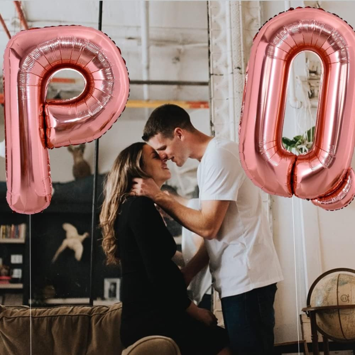 Balon Folie Metalizata Litera Q, , 80 cm, Umflati cu Heliu sau Aer, Ambalaj Individual, Pai inclus, Rose Gold [2]