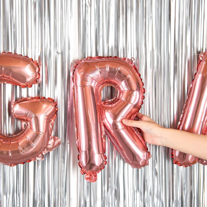 Balon Folie Metalizata Litera R, , 40 cm, Umflati cu Heliu sau Aer, Ambalaj Individual, Pai inclus, Rose Gold [4]