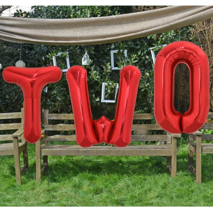 Balon Folie Metalizata Litera T, , 40 cm, Umflati cu Heliu sau Aer, Ambalaj Individual, Pai inclus, Rosu [4]