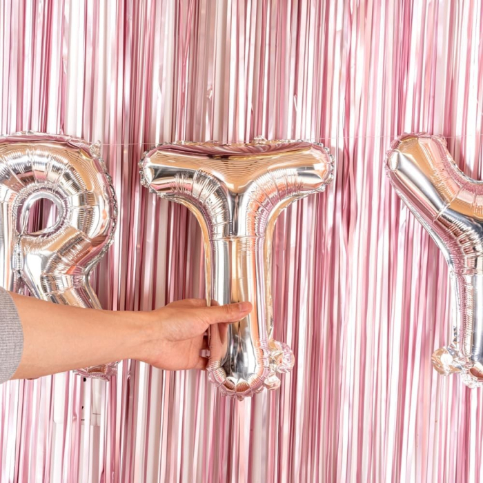 Balon Folie Metalizata Litera T, , 80 cm, Umflati cu Heliu sau Aer, Ambalaj Individual, Pai inclus, Argintiu [4]