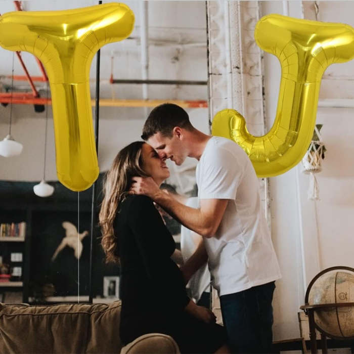 Balon Folie Metalizata Litera T, , 80 cm, Umflati cu Heliu sau Aer, Ambalaj Individual, Pai inclus, Auriu [2]