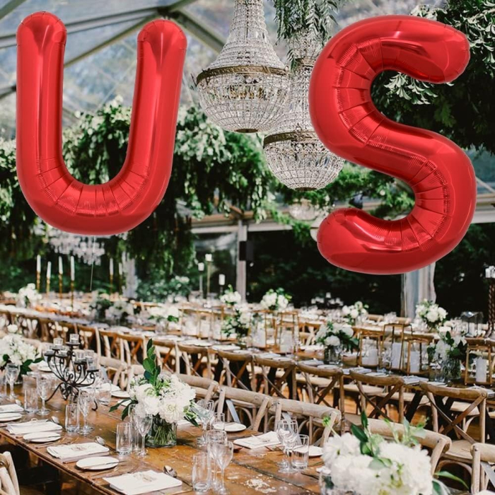 Balon Folie Metalizata Litera U, , 40 cm, Umflati cu Heliu sau Aer, Ambalaj Individual, Pai inclus, Rosu [5]