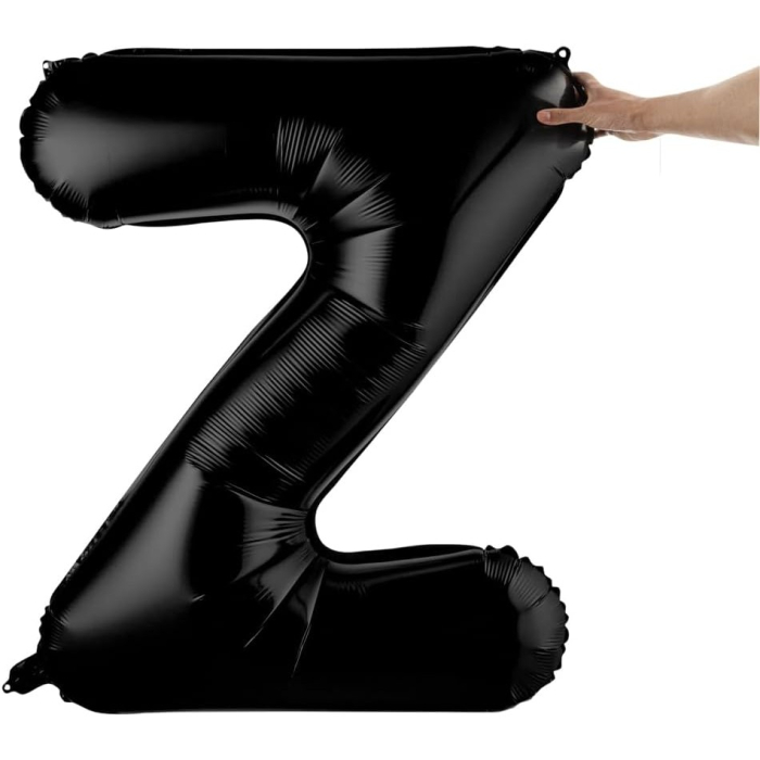 Balon Folie Metalizata Litera Z, , 40 cm, Umflati cu Heliu sau Aer, Ambalaj Individual, Pai inclus, Negru [6]