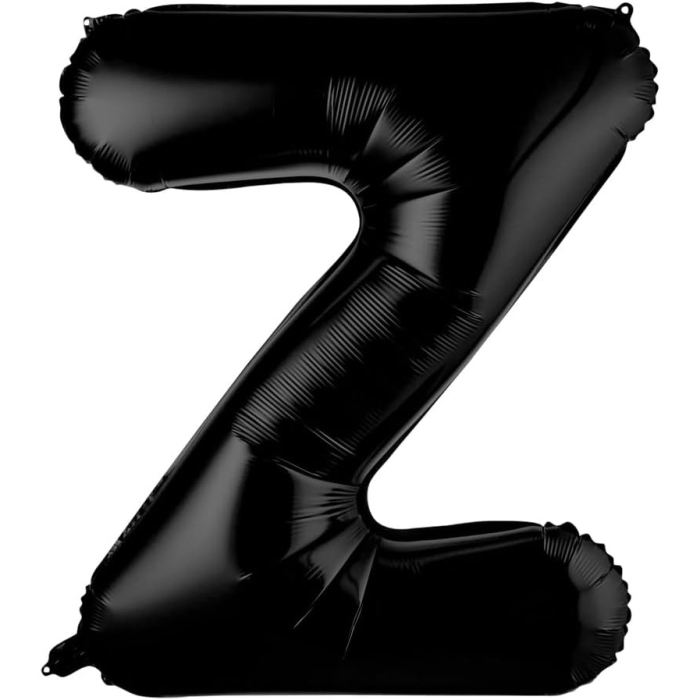Balon Folie Metalizata Litera Z, , 40 cm, Umflati cu Heliu sau Aer, Ambalaj Individual, Pai inclus, Negru [5]