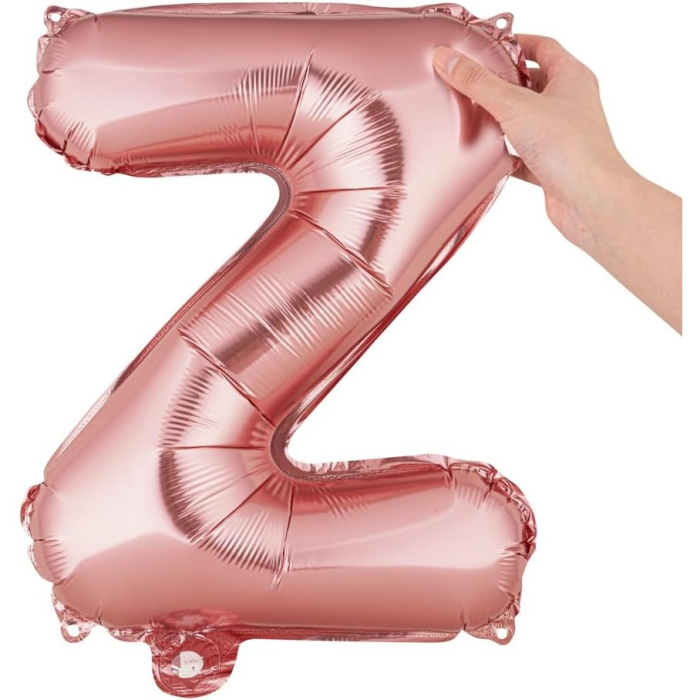 Balon Folie Metalizata Litera Z, , 40 cm, Umflati cu Heliu sau Aer, Ambalaj Individual, Pai inclus, Rose Gold [6]