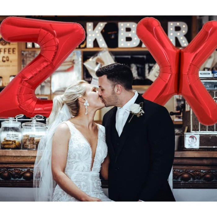 Balon Folie Metalizata Litera Z, , 40 cm, Umflati cu Heliu sau Aer, Ambalaj Individual, Pai inclus, Rosu [5]