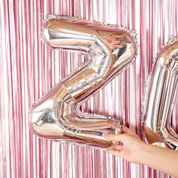 Balon Folie Metalizata Litera Z, , 80 cm, Umflati cu Heliu sau Aer, Ambalaj Individual, Pai inclus, Argintiu [3]